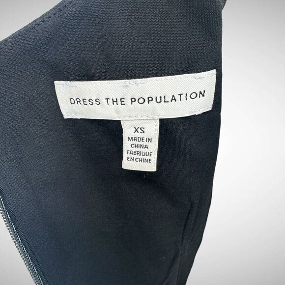 Dress the Population Pearl Trim Ronin Black Mini Dress Size X-Small LBD Cocktail - Picture 6 of 9